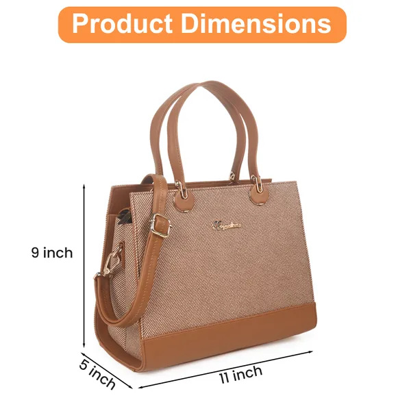 Signature_Brown_Faux_Leather_Two_Tone_Buckle_Structured_Handbag