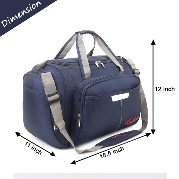 Signature_Navy_Blue_Fabric_Adjustable_Strap_Travel_Duffel_Bag_For_Men_And_Women