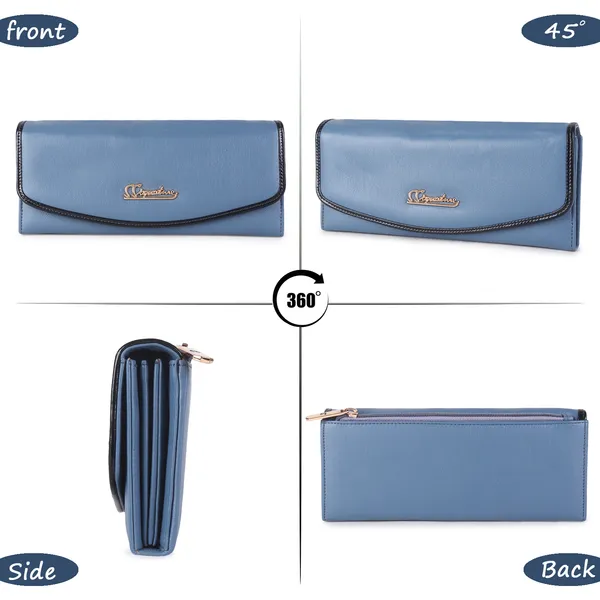 Signature_Blue_Faux_Leather_Long_Wallet