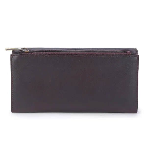 Signature_Brown_Leather_Buckle_Closure_Wallet_For_Women