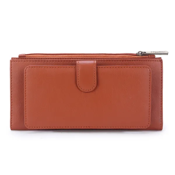 Signature_Tan_Brown_Leather_Multiple_Card_Slots_Wallet_For_Women