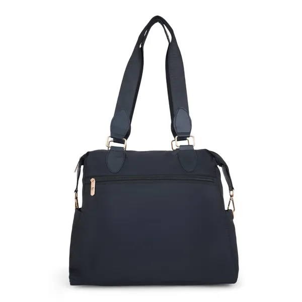 Signature_Black_Nylon_Multi_Compartment_Shoulder_Strap_Tote_Bag_For_Women