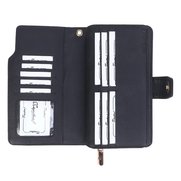 Signature_Black_Faux_Leather_Tassel_Wallet_For_Women