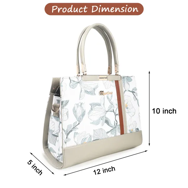 Signature_White_Fabric_Embroidered_Metallic_Accent_Handbag