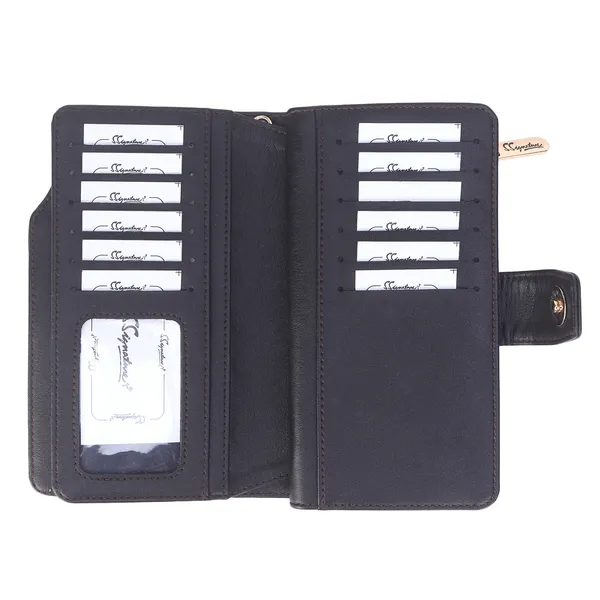 Signature_Black_Leather_Multi_Compartment_Wrist_Strap_Wallet_For_Travel_Daily_Use