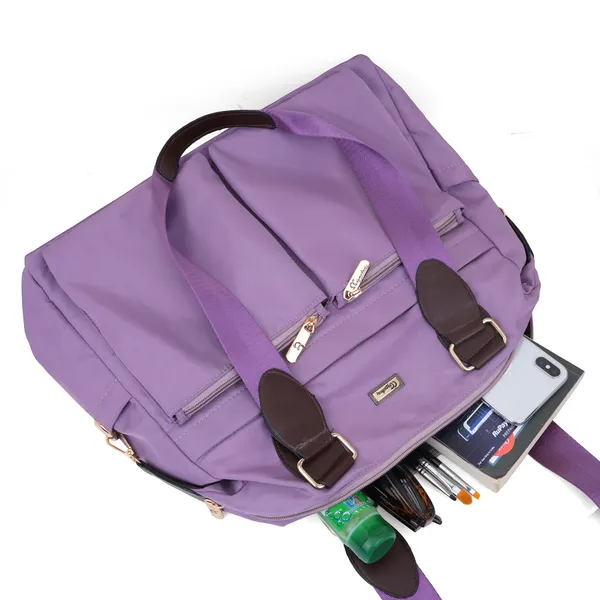 Signature_Purple_Faux_Leather_Multi_Pocket_Diaper_Bag_For_Parents_And_Babies