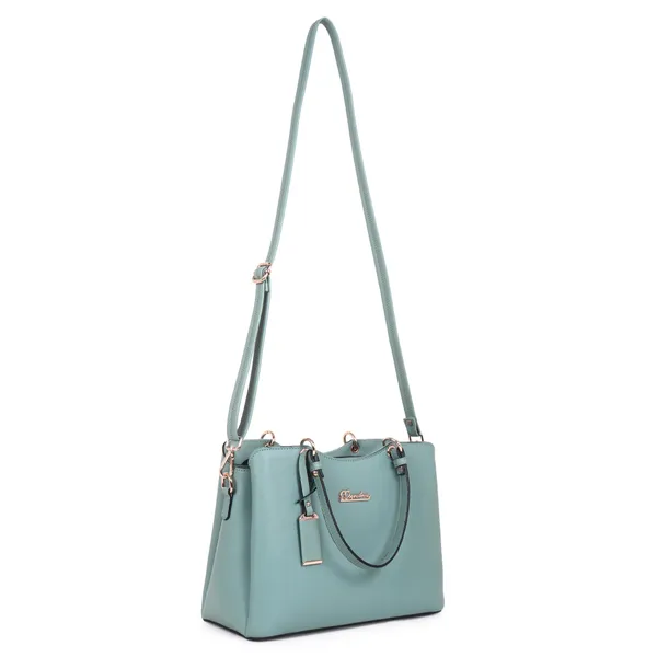 Signature_Blue_Faux_Leather_Adjustable_Strap_Handbag_For_Women