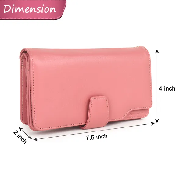Signature_Pink_Faux_Leather_Wrist_Strap_Clutch_Wallet_For_Women