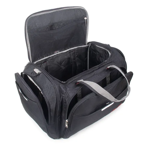 Signature_Black_Fabric_Waterproof_Adjustable_Strap_Duffel_Bag_For_Men_And_Women