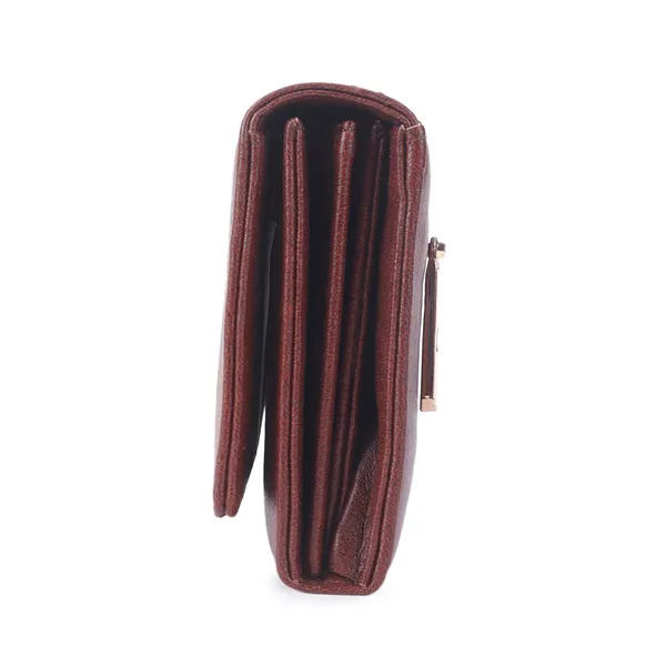 Signature_Brown_Leather_Geometric_Wallet_For_Women