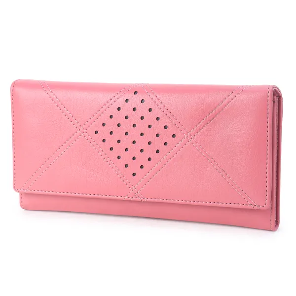 Signature_Pink_Faux_Leather_Perforated_Wallet_For_Women