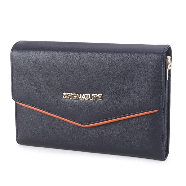 Signature_Navy_Blue_Faux_Leather_Adjustable_Strap_Sling_Bag_For_Women