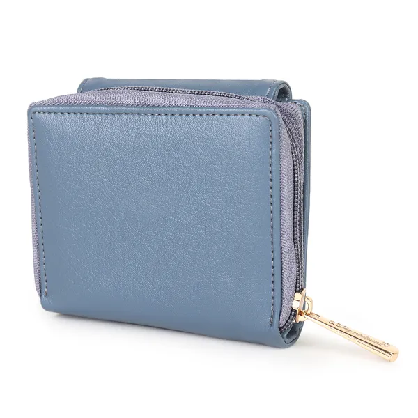 Signature_Blue_Faux_Leather_Tri_Fold_Zipper_Wallet_For_Women