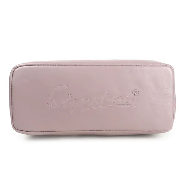Signature_Mauve_Pink_Faux_Leather_Metallic_Zip_Handbag_For_Women