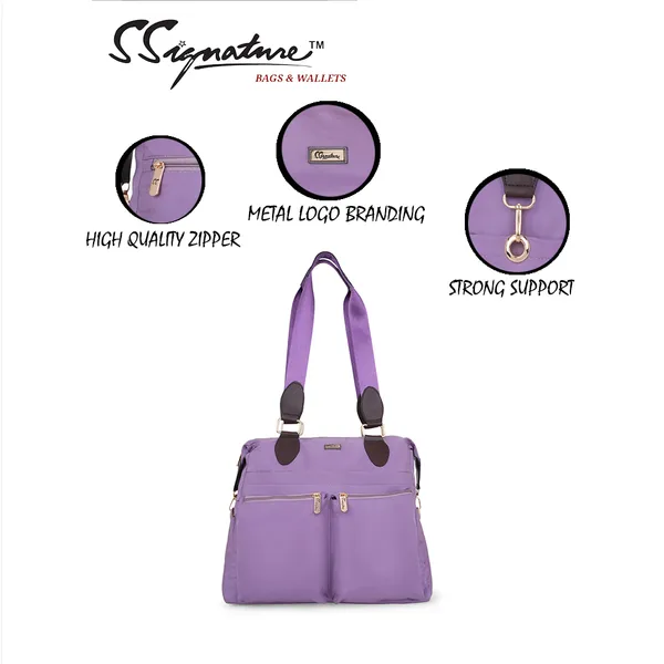 Signature_Purple_Faux_Leather_Multi_Pocket_Diaper_Bag_For_Parents_And_Babies
