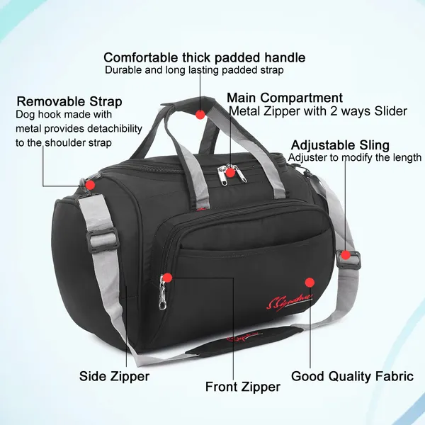 Signature_Black_Grey_Fabric_Adjustable_Strap_Gym_Duffel_Bag_For_Men_And_Women