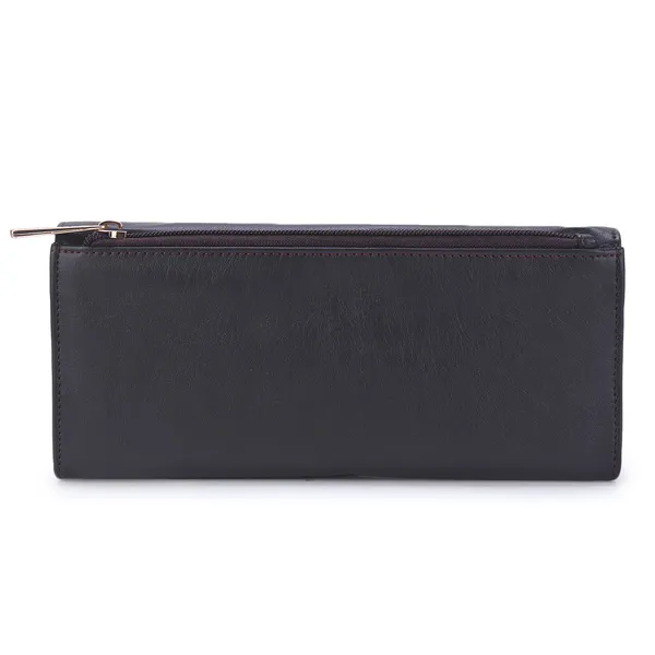 Signature_Black_Faux_Leather_Gold_Ring_Clutch_Wallet_For_Women