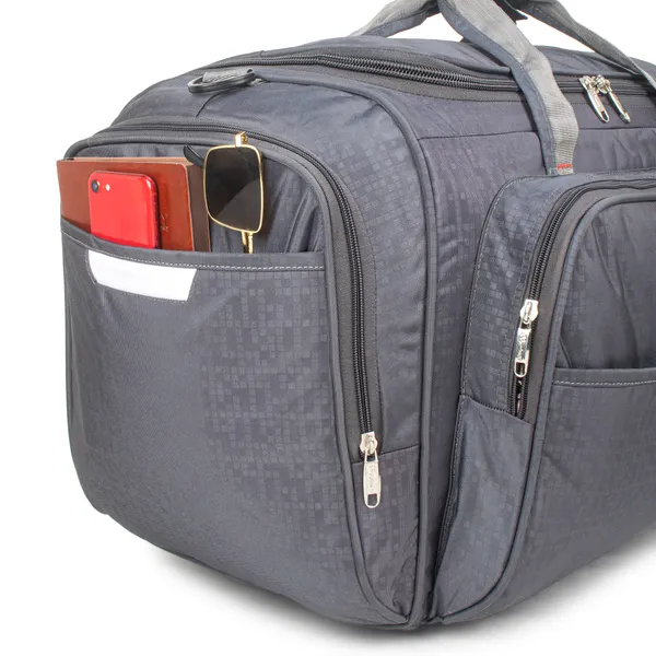 Signature_Grey_Fabric_Multi_Compartment_24_Inch_Travel_Duffel_Bag_For_Men_And_Women