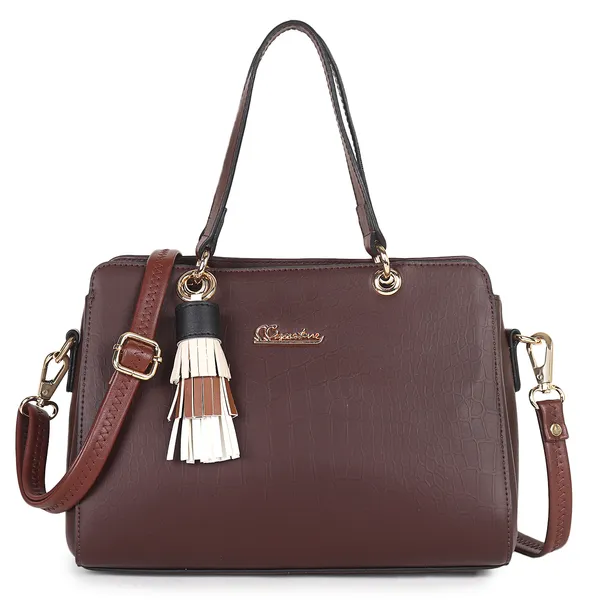 Signature_Brown_Leather_Tassel_Metal_Buckle_Handbag_For_Women