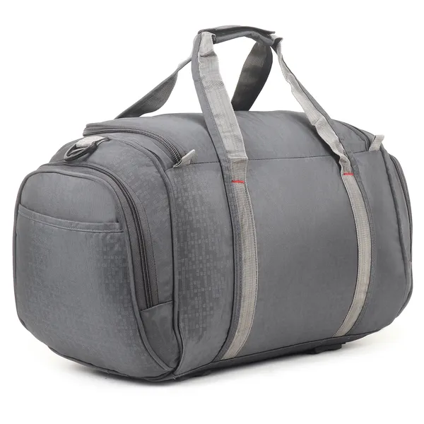 Signature_Grey_Fabric_Adjustable_Strap_Travel_Duffel_Bag