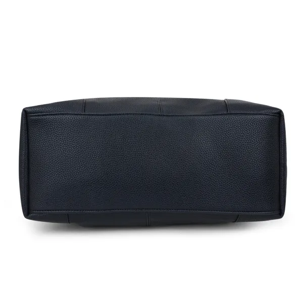 Signature_Black_Faux_Leather_Textured_Adjustable_Strap_Handbag_For_Women