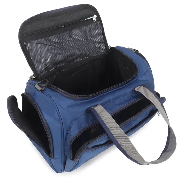 Signature_Blue_Grey_Fabric_Multi_Compartment_Adjustable_Strap_Duffel_Bag_For_Men_Women_And_Teens