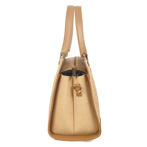 Signature_Beige_Two_Tone_Faux_Leather_Detachable_Strap_Handbag_For_Women