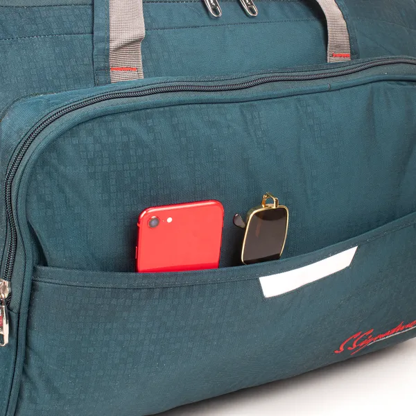 Signature_Teal_Blue_Fabric_Adjustable_Strap_Travel_Duffel_Bag_For_Unisex