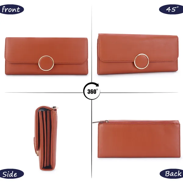 Signature_Brown_Leather_Ring_Closure_Wallet_For_Women