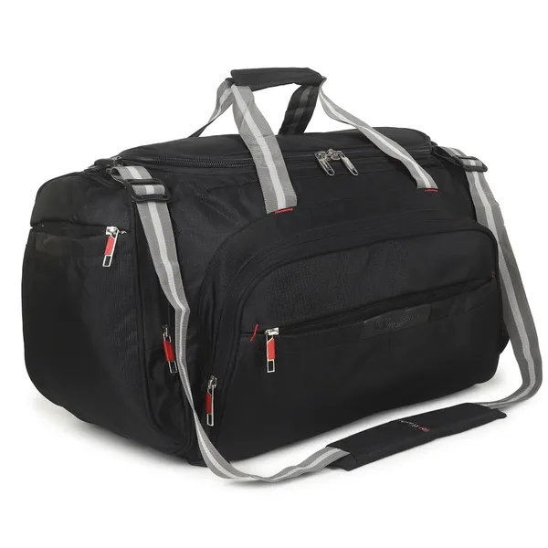 Signature_Black_Fabric_Multi_Compartment_Sports_Duffel_Bag_For_Men_And_Women