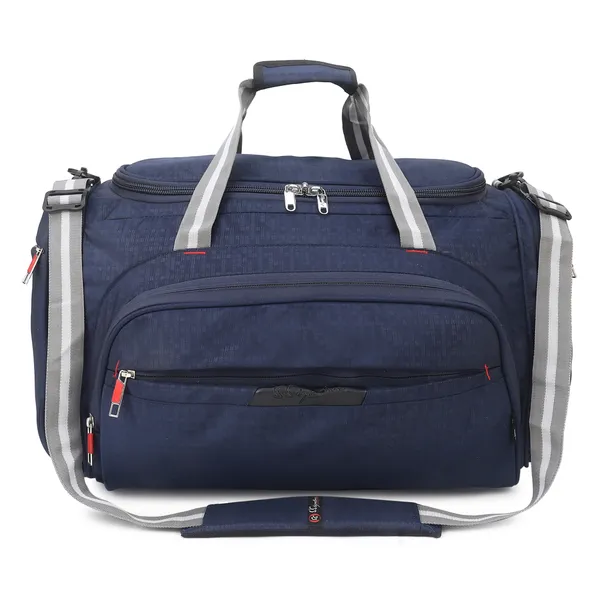 Signature_Navy_Blue_Fabric_Multi_Compartment_Travel_Duffel_Bag_For_Men_And_Women