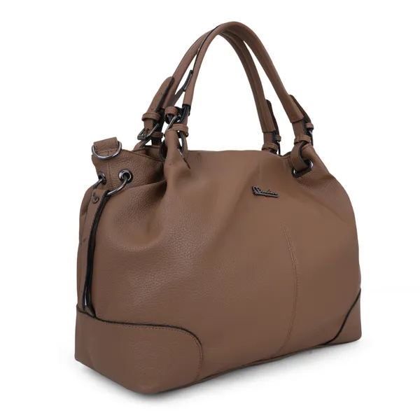 Signature_Tan_Brown_Faux_Leather_Structured_Adjustable_Strap_Handbag_For_Women