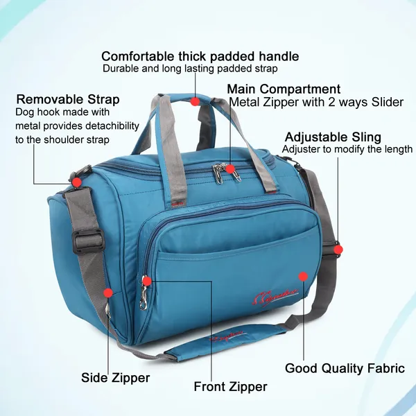 Signature_Blue_Fabric_Adjustable_Strap_Gym_Duffel_Bag