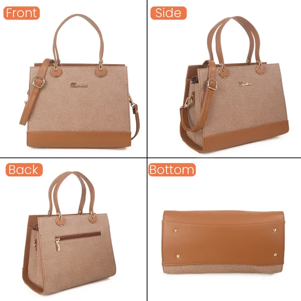 Signature_Brown_Faux_Leather_Two_Tone_Buckle_Structured_Handbag