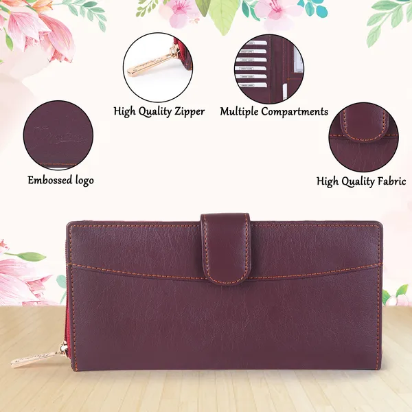 Signature_Faux_Leather_Multi_Card_Zipper_Wallet_For_Women