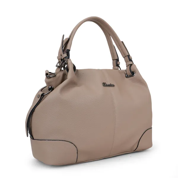 Signature_Beige_Leather_Adjustable_Handle_Handbag_For_Women