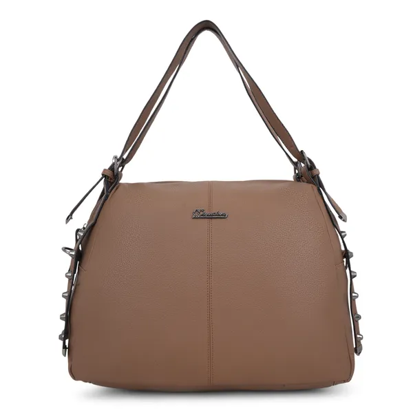 Signature_Brown_Faux_Leather_Studded_Shoulder_Bag_For_Women