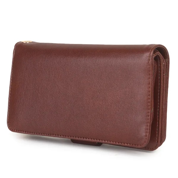 Signature_Brown_Leather_Multi_Compartment_Wrist_Strap_Wallet_For_Women