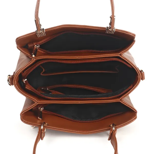 Signature_Brown_Vegan_Leather_Detachable_Strap_Tote_Handbag_For_Women