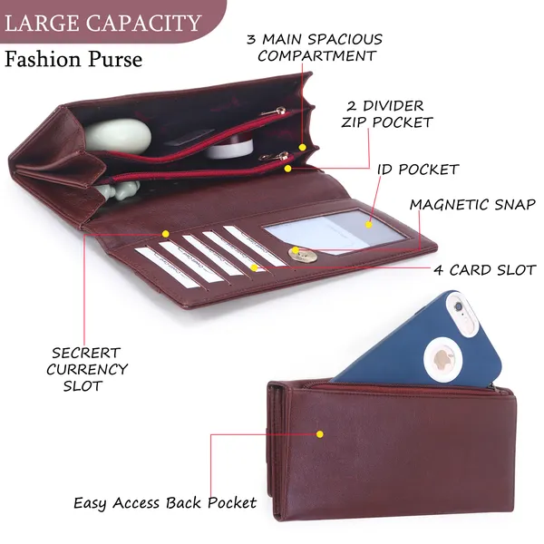 Signature_Burgundy_Leather_Buckle_Closure_Wallet_For_Women