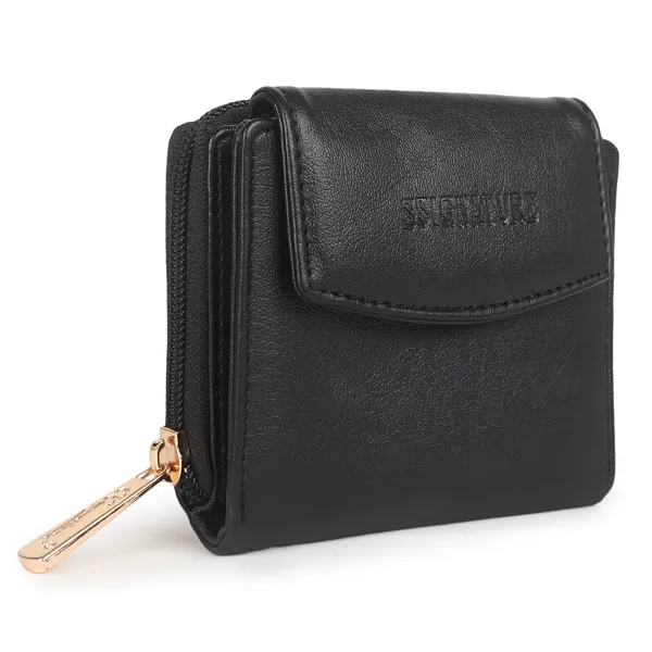Signature_Black_Leather_Zipper_Tassel_Wallet_For_Women