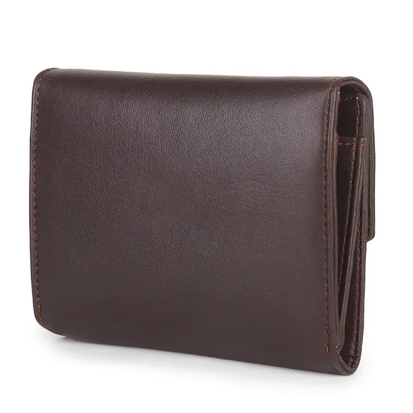 Signature_Brown_Genuine_Leather_Tri_Fold_Coin_Pocket_Wallet_For_Men