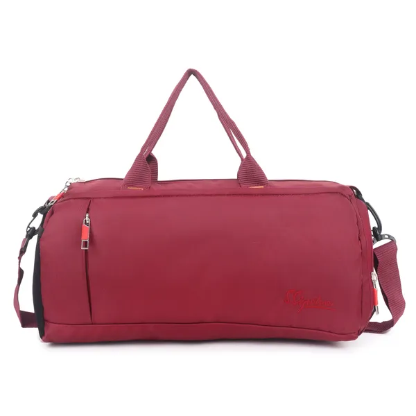 Signature_Maroon_Black_Fabric_Water_Resistant_Shoe_Compartment_Duffel_Bag