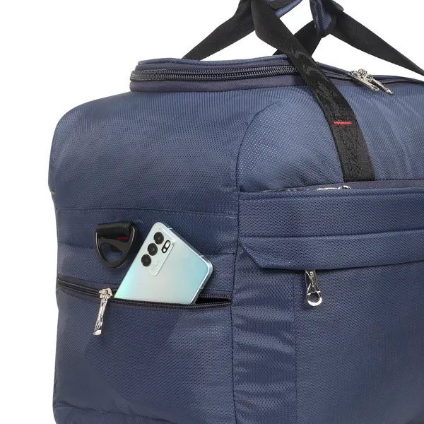Signature_Navy_Blue_Fabric_Adjustable_Strap_Travel_Duffel_Bag_For_Men_And_Women