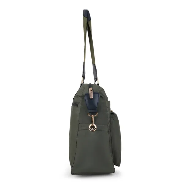 Signature_Olive_Green_Fabric_Multi_Pocket_Adjustable_Strap_Tote_Bag