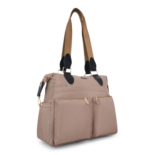 Signature_Beige_Fabric_Multi_Compartment_Adjustable_Strap_Diaper_Bag