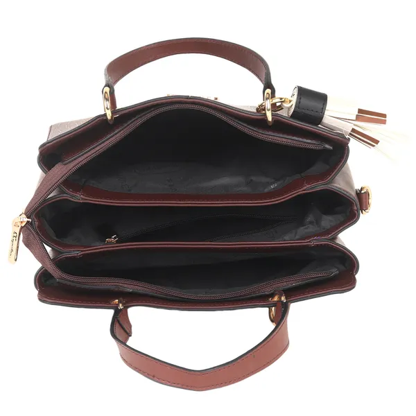 Signature_Brown_Leather_Tassel_Metal_Buckle_Handbag_For_Women