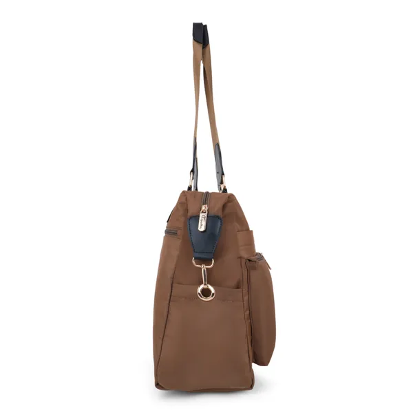 Signature_Brown_Faux_Leather_Adjustable_Strap_Tote_Bag_For_Women