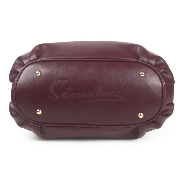 Signature_Burgundy_Leather_Classic_Handle_Metal_Buckle_Handbag