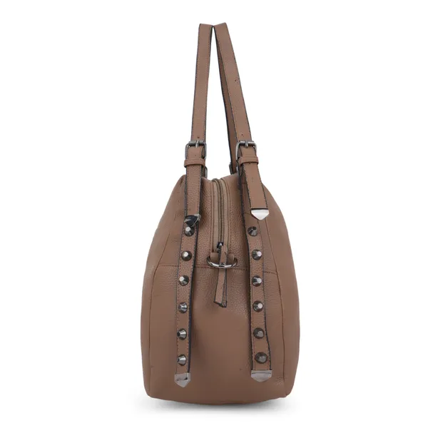 Signature_Brown_Faux_Leather_Studded_Shoulder_Bag_For_Women